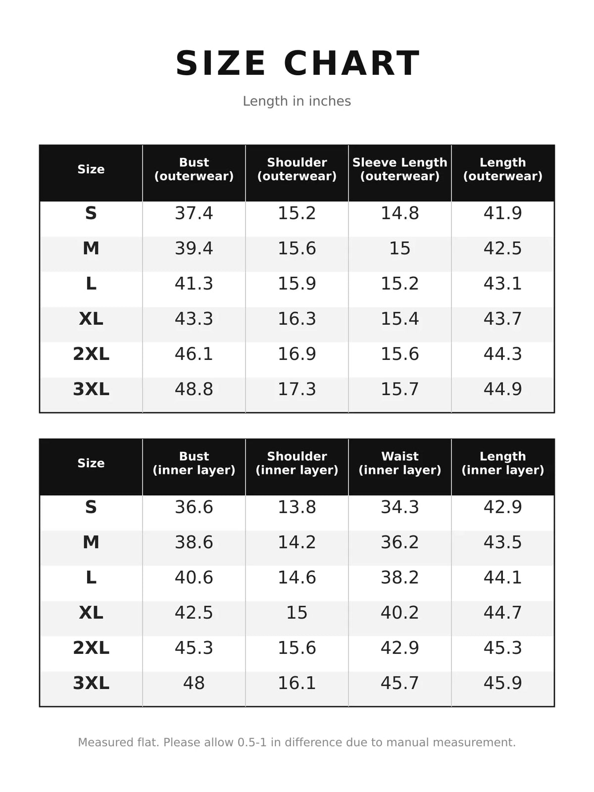 Size chart for floral dress and cardigan set
