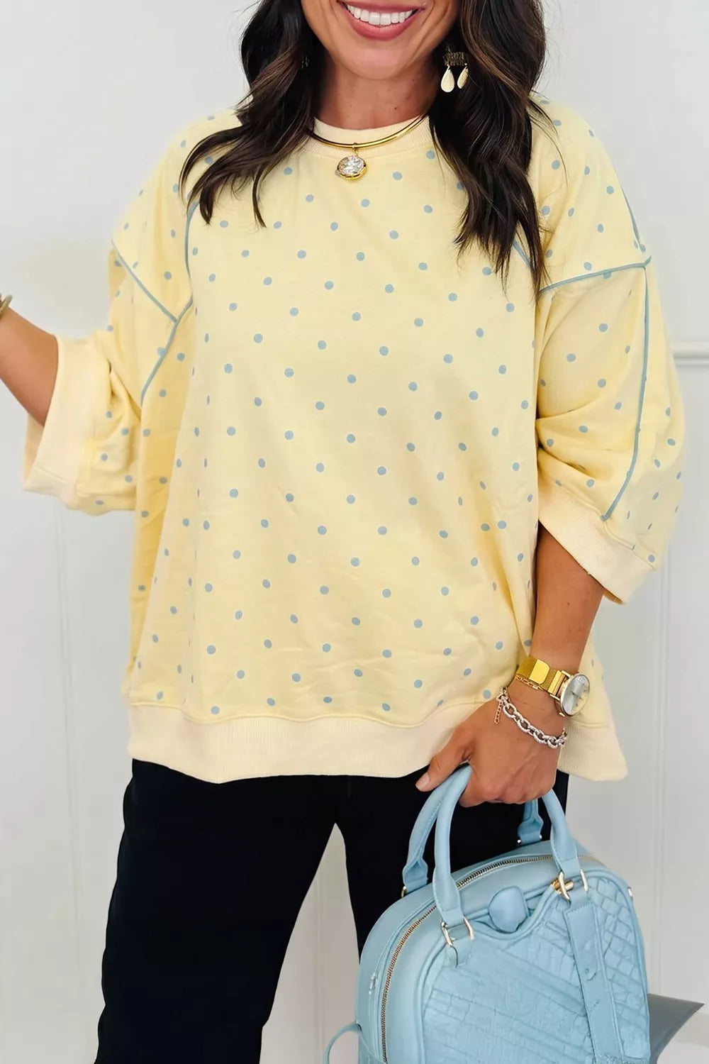 Trendsi Polka Dot Oversized Sweatshirt -