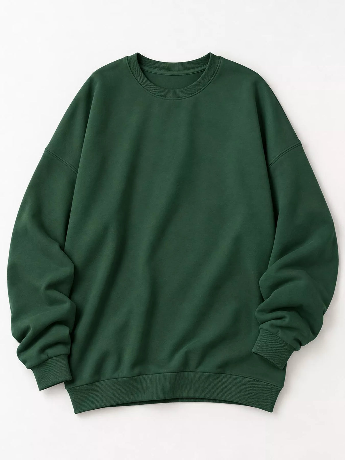 Ribbed Trim Crew Neck Sweatshirt in green, front view