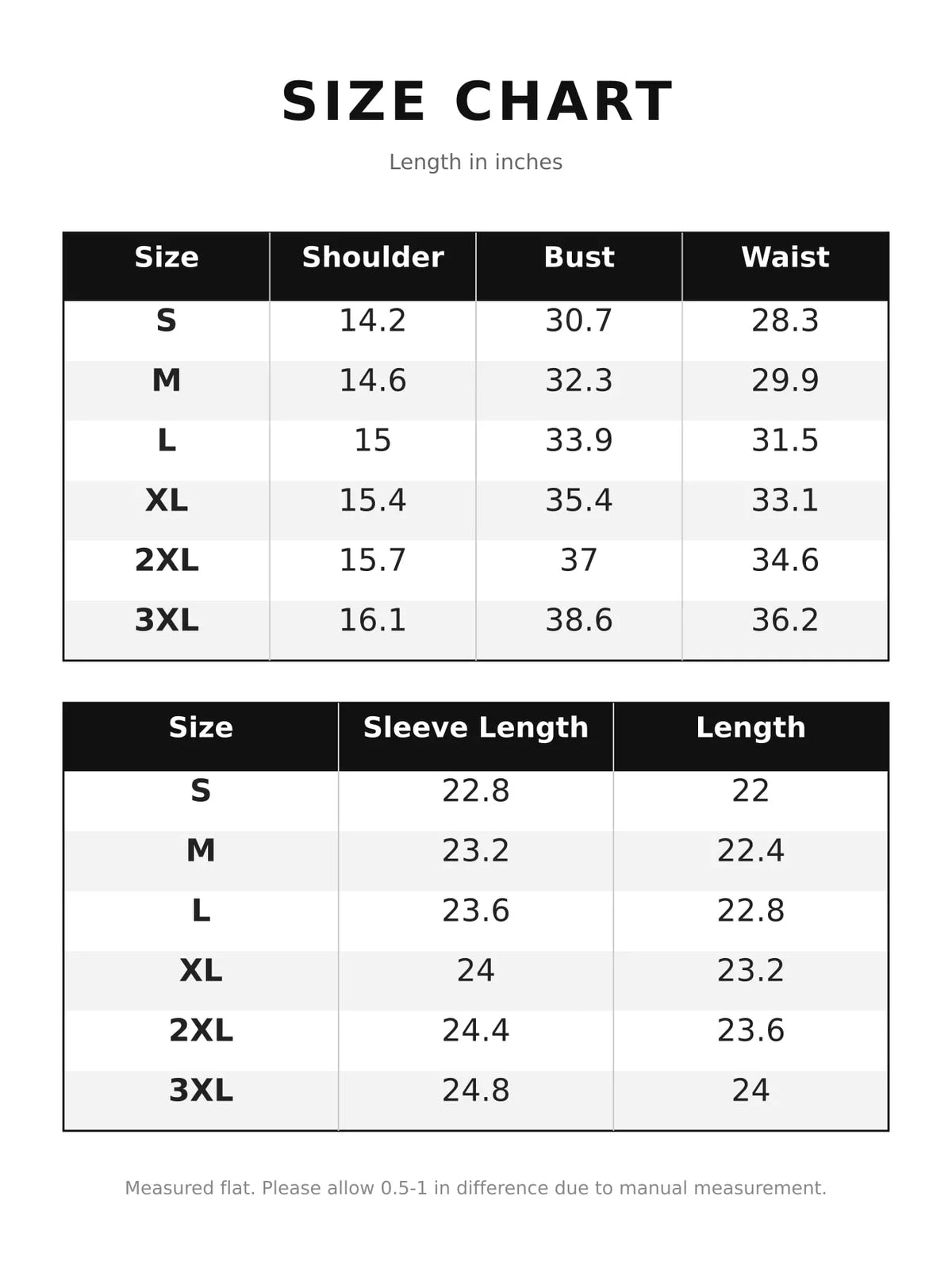 Size chart for sheer mesh lace long sleeve t-shirt