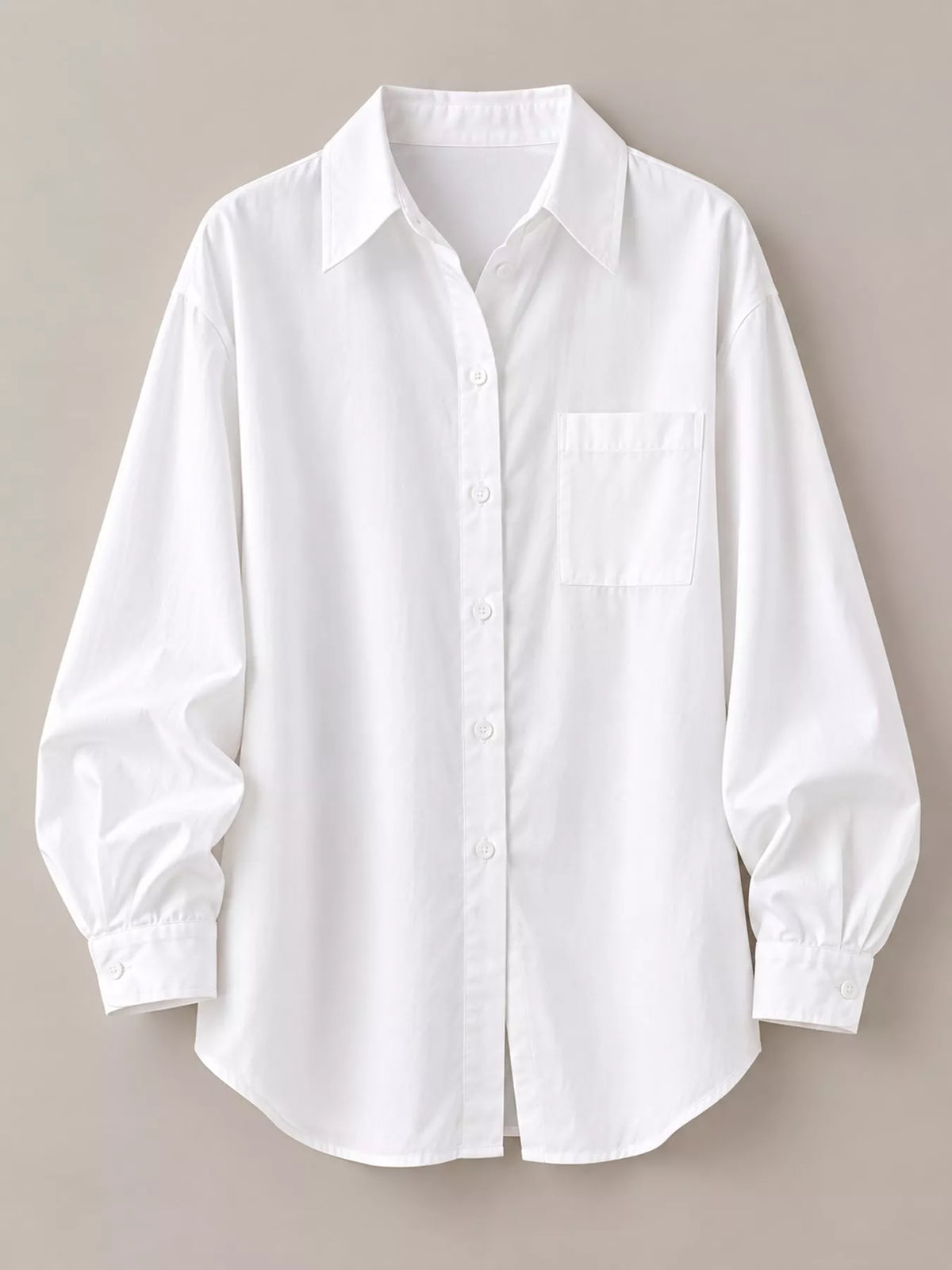 White - With Pocket button-down long sleeve shirt