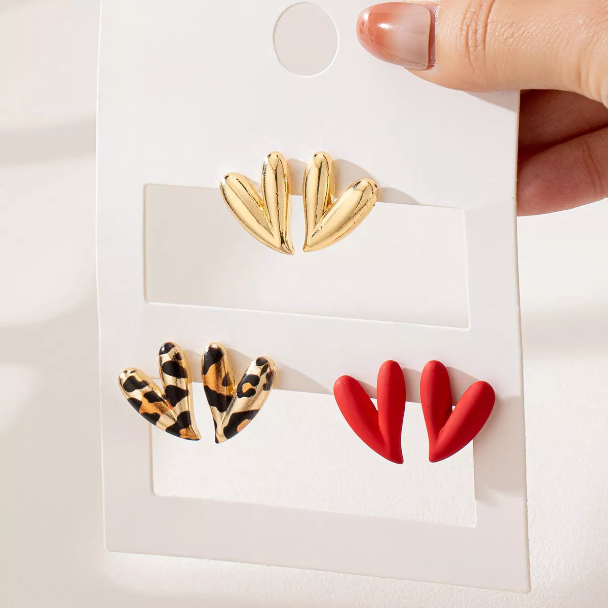 Trendsi 4 Pair Heart Stud Earrings -