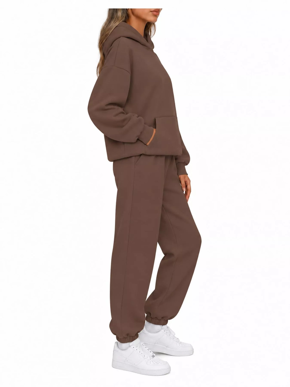Drop Shoulder Hoodie and Jogger Sweatpants Set — side view