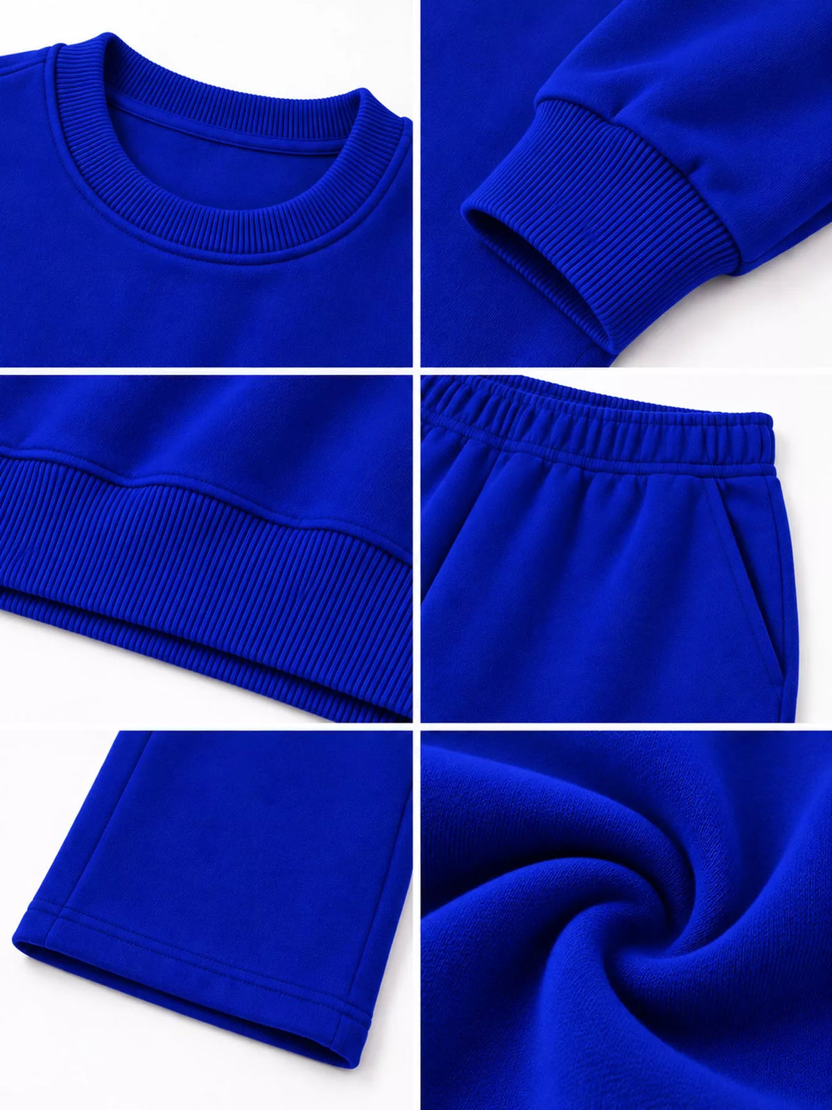 Crewneck Drop Shoulder Sweatshirt and Wide-Leg Pants Set — construction details
