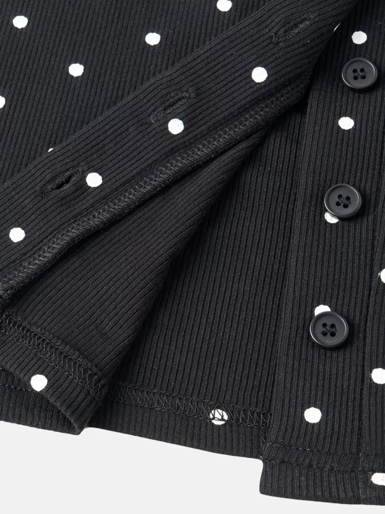 Trendsi Polka Dot Button-Down Knit Cardigan -