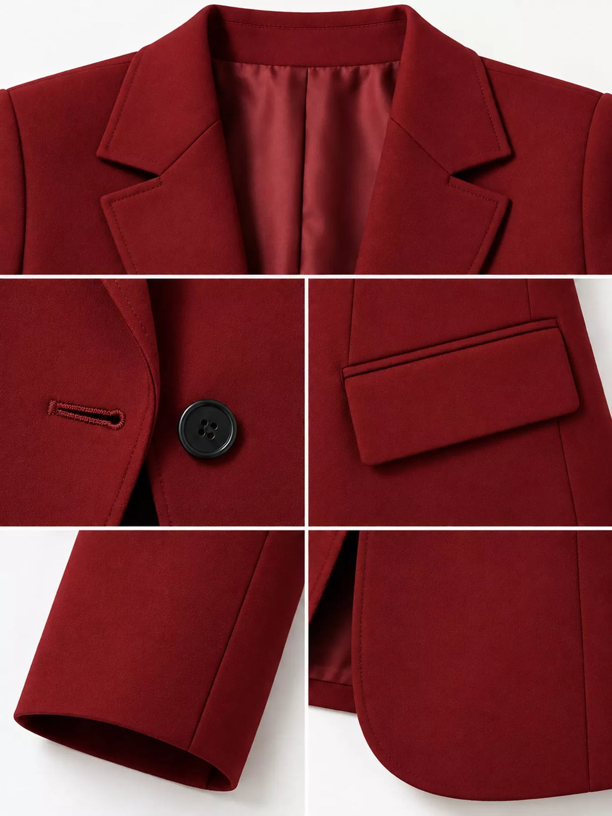 Collared long sleeve blazer, construction and design details