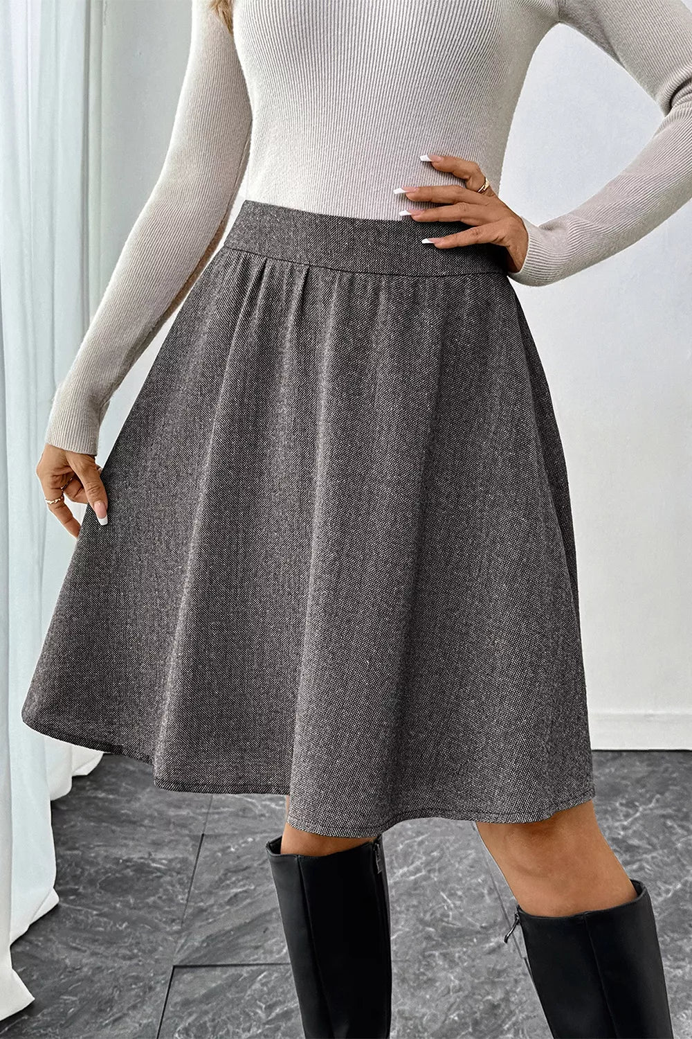 Trendsi A-Line Textured Skirt -