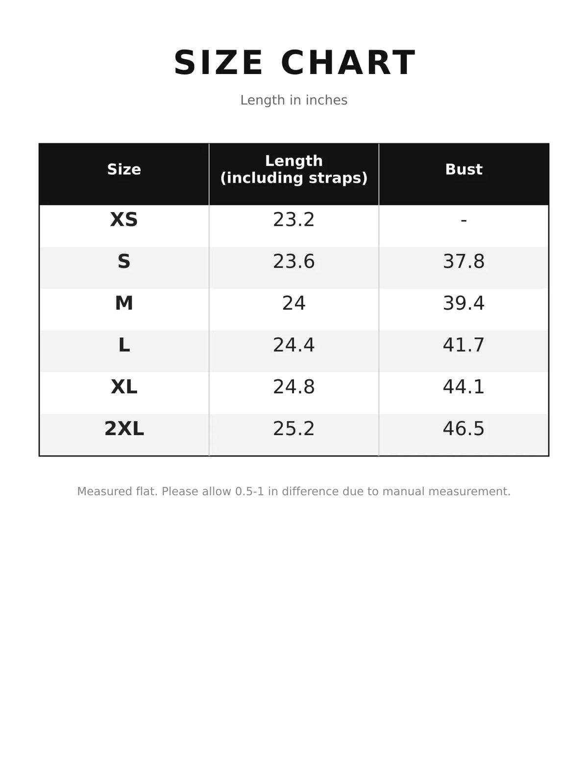Hooded long sleeve cardigan, size and measurement chart