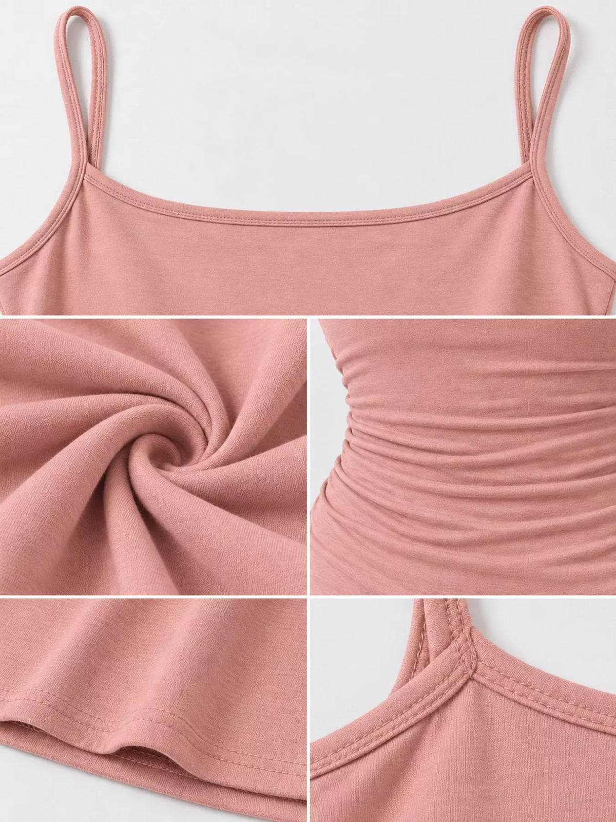 Nude pink bodycon spaghetti strap maxi dress, detail view