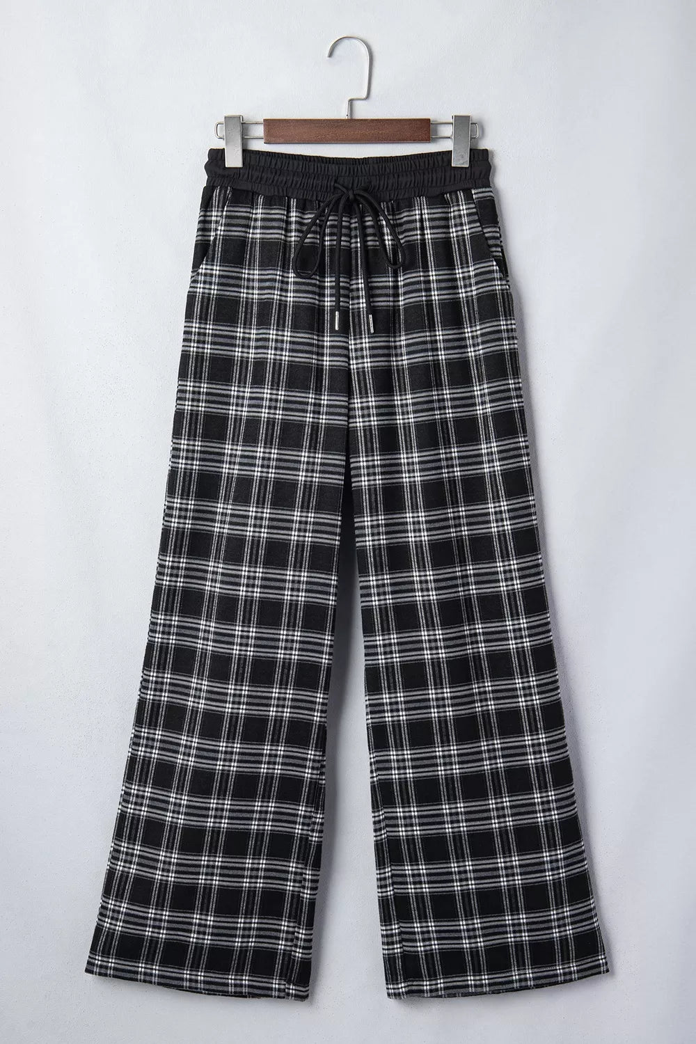 Trendsi Plaid Wide-Leg Drawstring Pants -