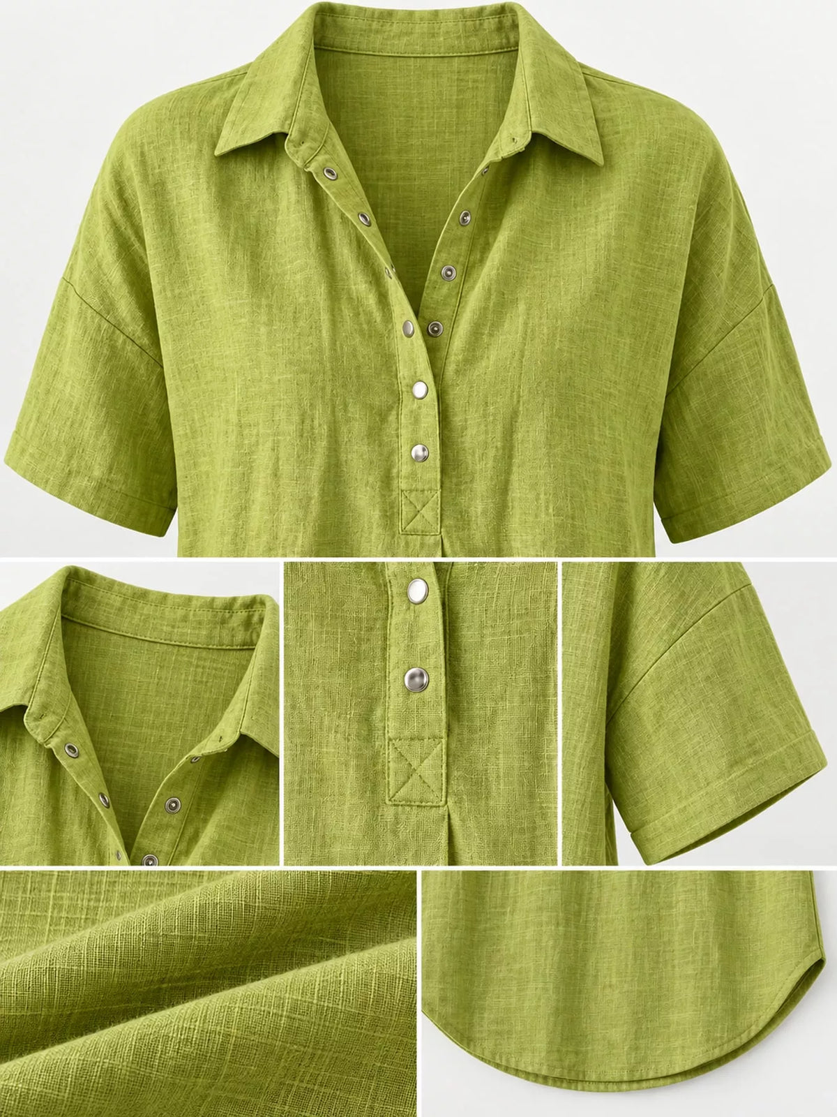 Snap Down Shirt in yellow-green, construction detail