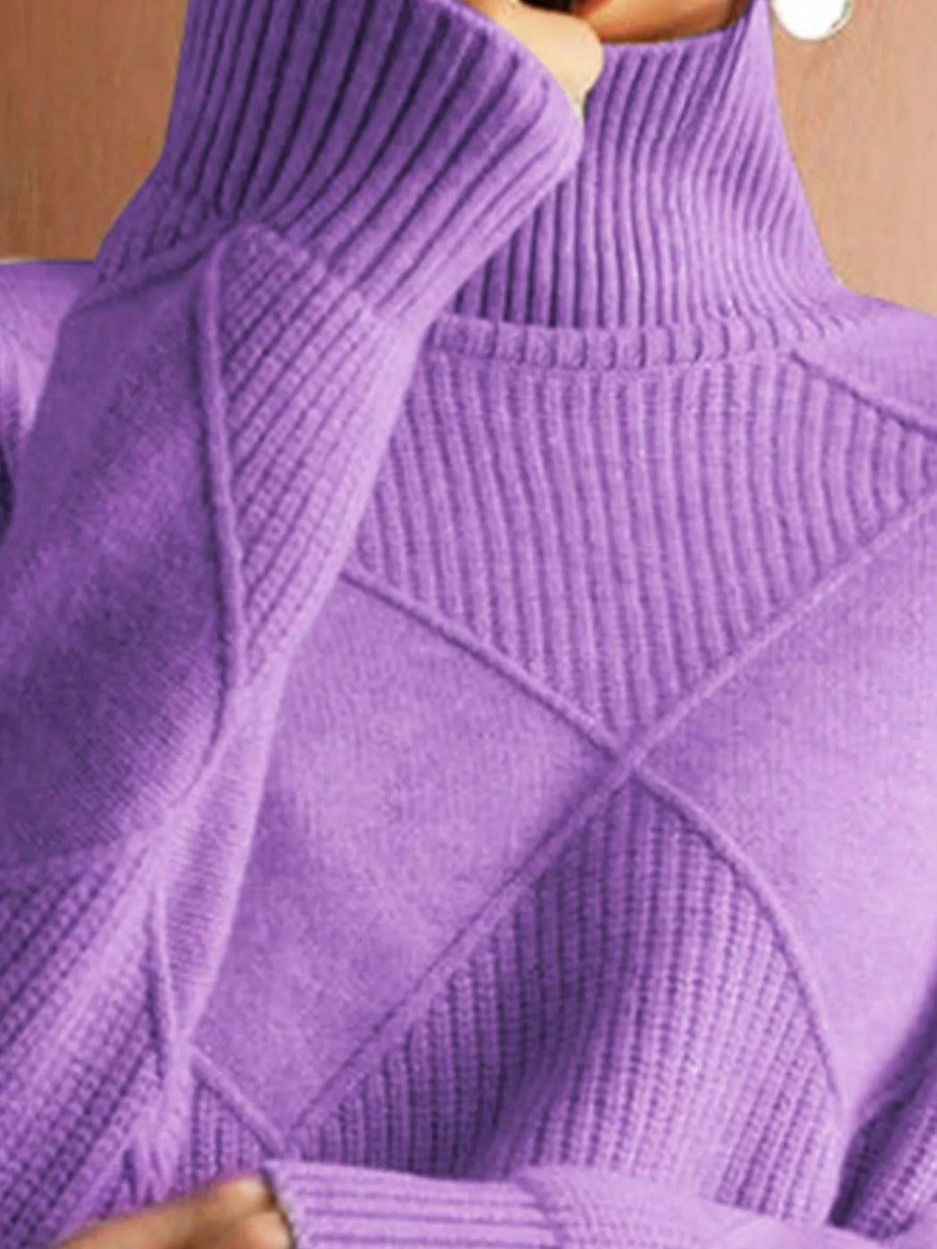 Trendsi Argyle Pattern Turtleneck Sweater -