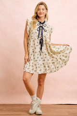 Trendsi BiBi Floral Multi-tierd Dress With Ruffles And Front Tie -