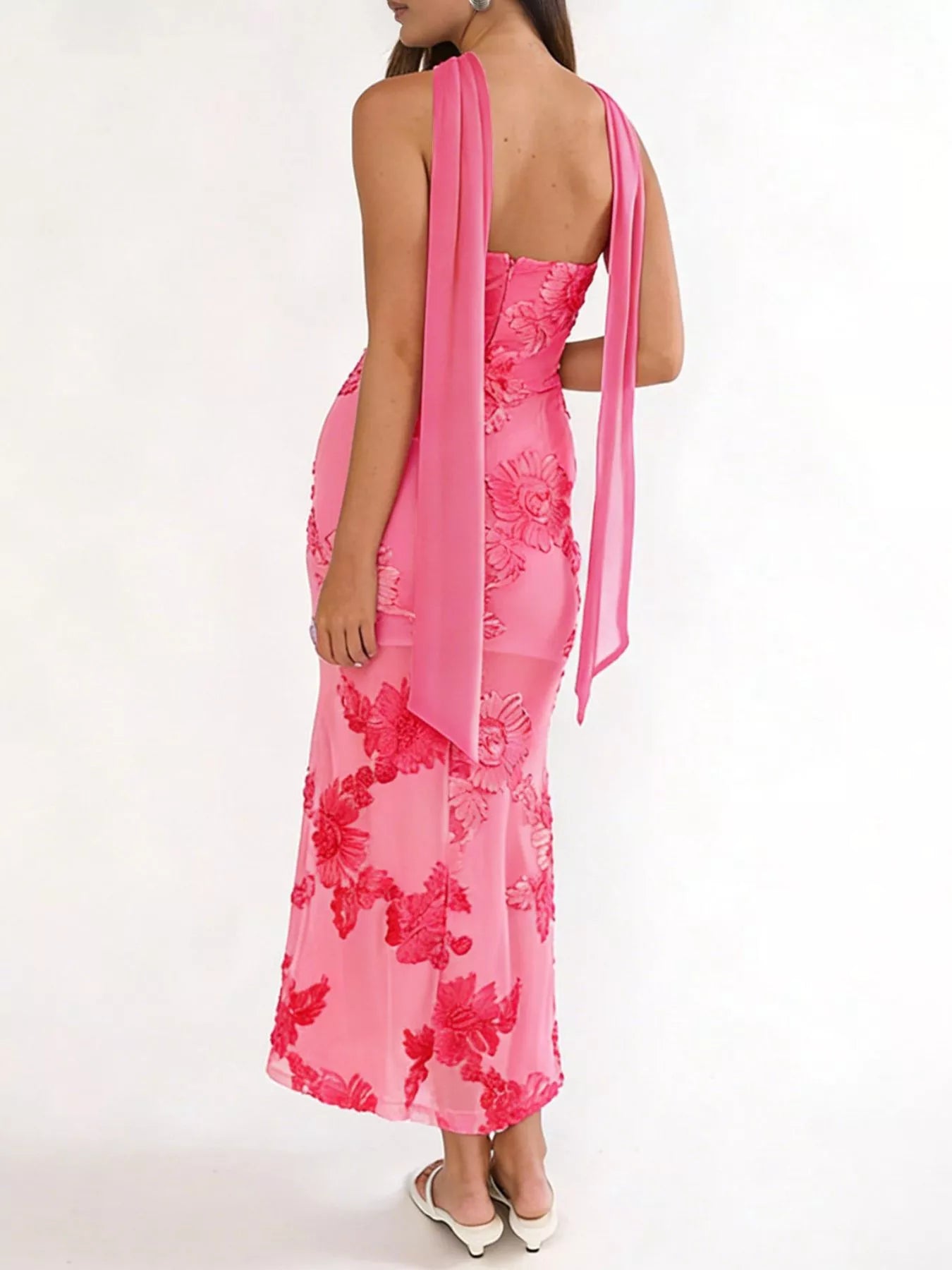 Trendsi Floral Tube Dress with Scarf -