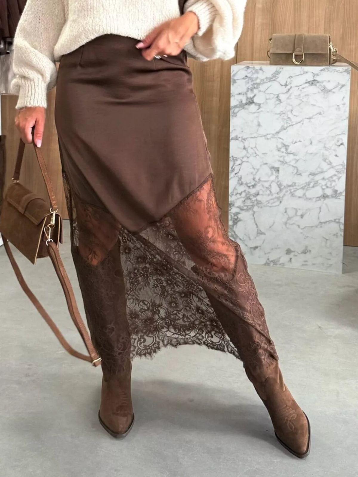 Trendsi Lace Trim Skirt -