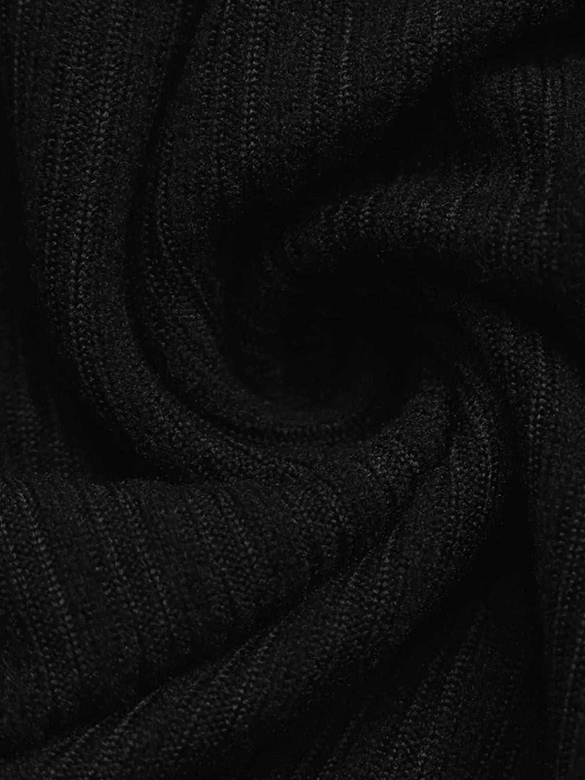 Black ribbed knit dress with white contrast trim, knit detail