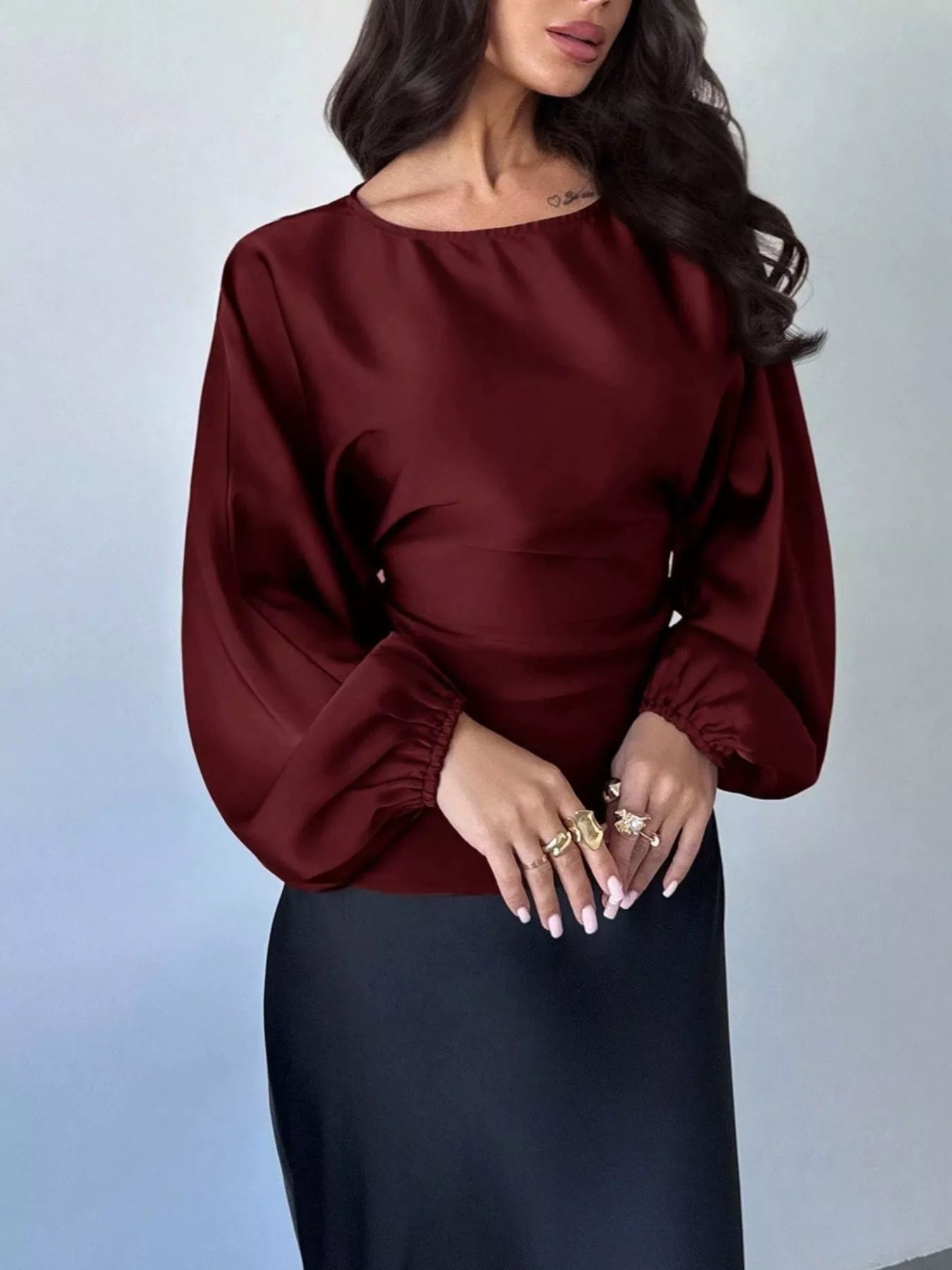 Trendsi Polka Dot Round Neck Blouse -