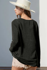 Trendsi Double Take Full Size Notched Thumbhole Long Sleeve T-Shirt -