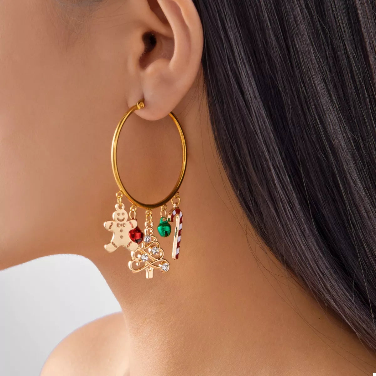 Trendsi Christmas Theme Hoop Earrings -
