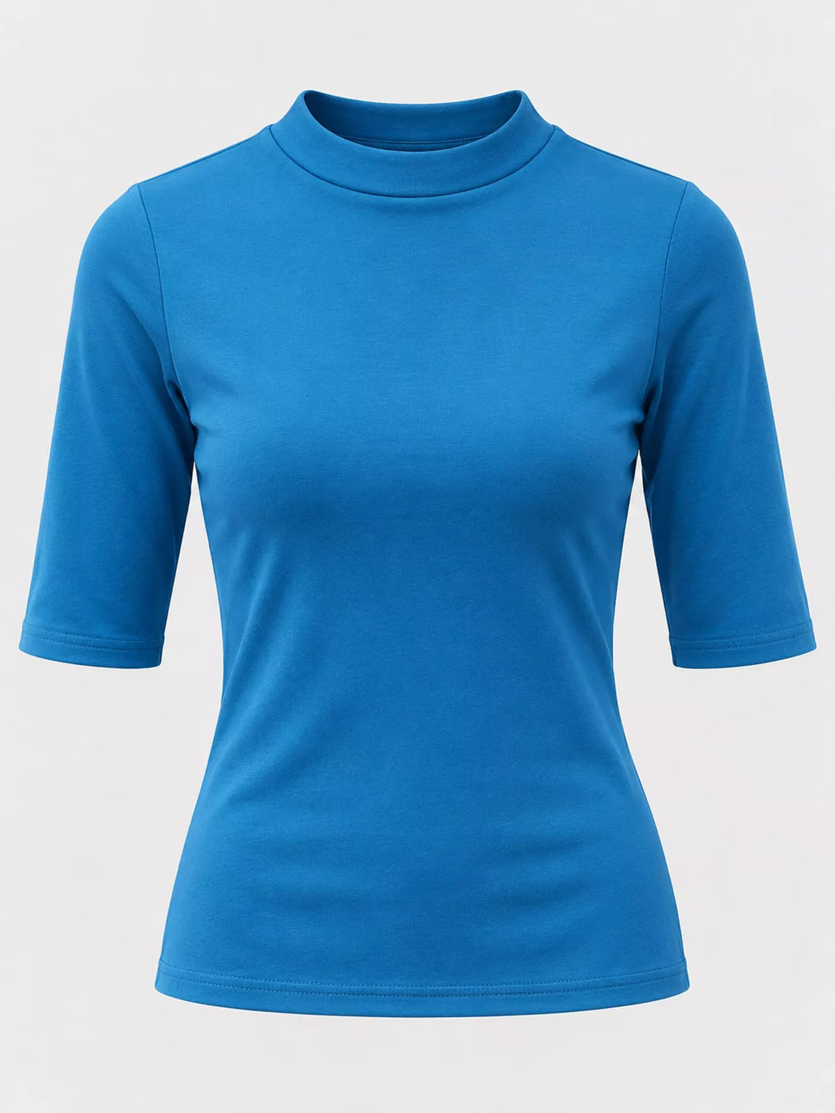 Blue mock neck half sleeve t-shirt