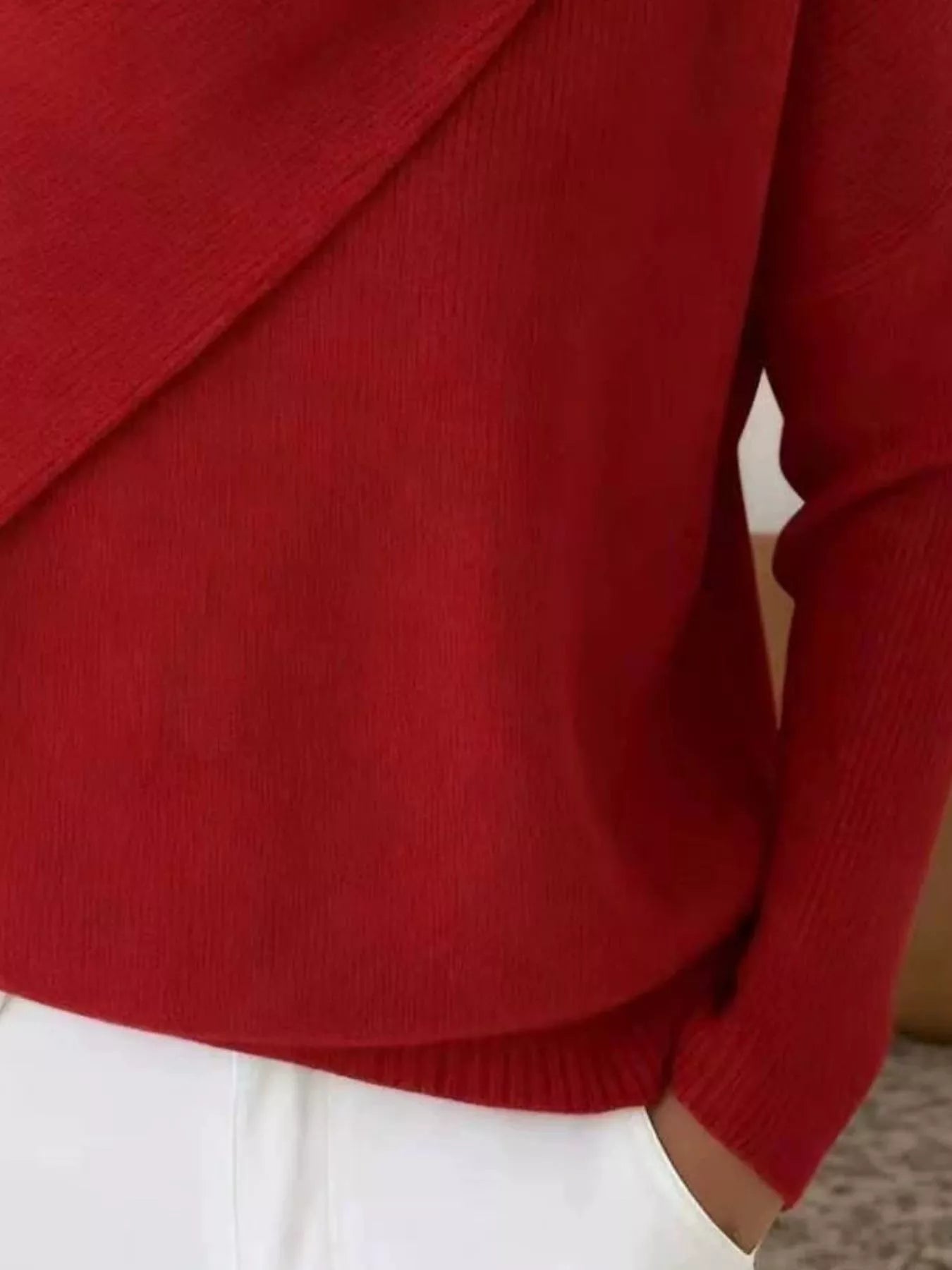 Trendsi Full Size Solid Color Cowl Neck Sweater Plus Size -
