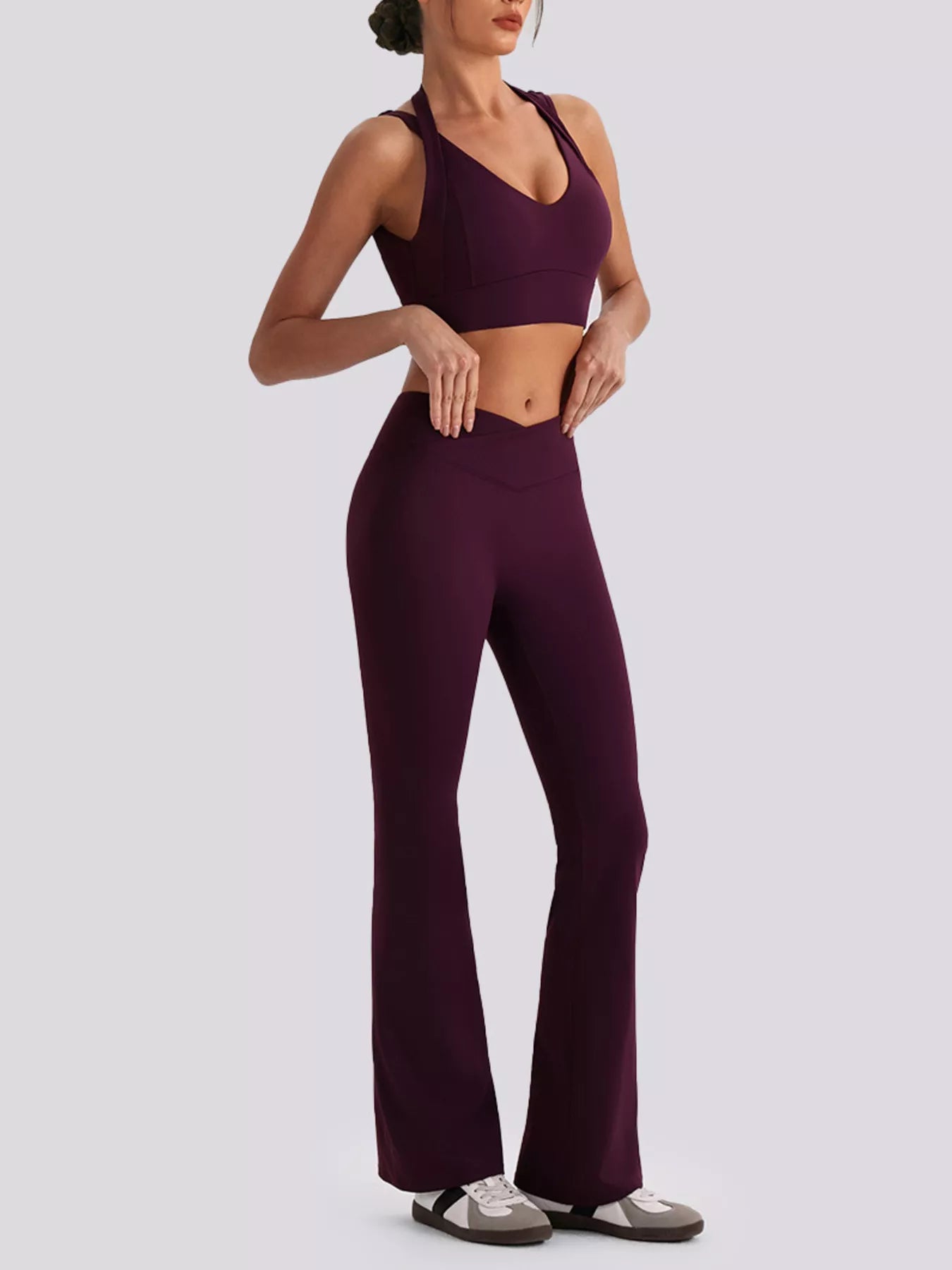 Trendsi Seamless Criss-Cross V-Neck Tank and Leggings Active Set -