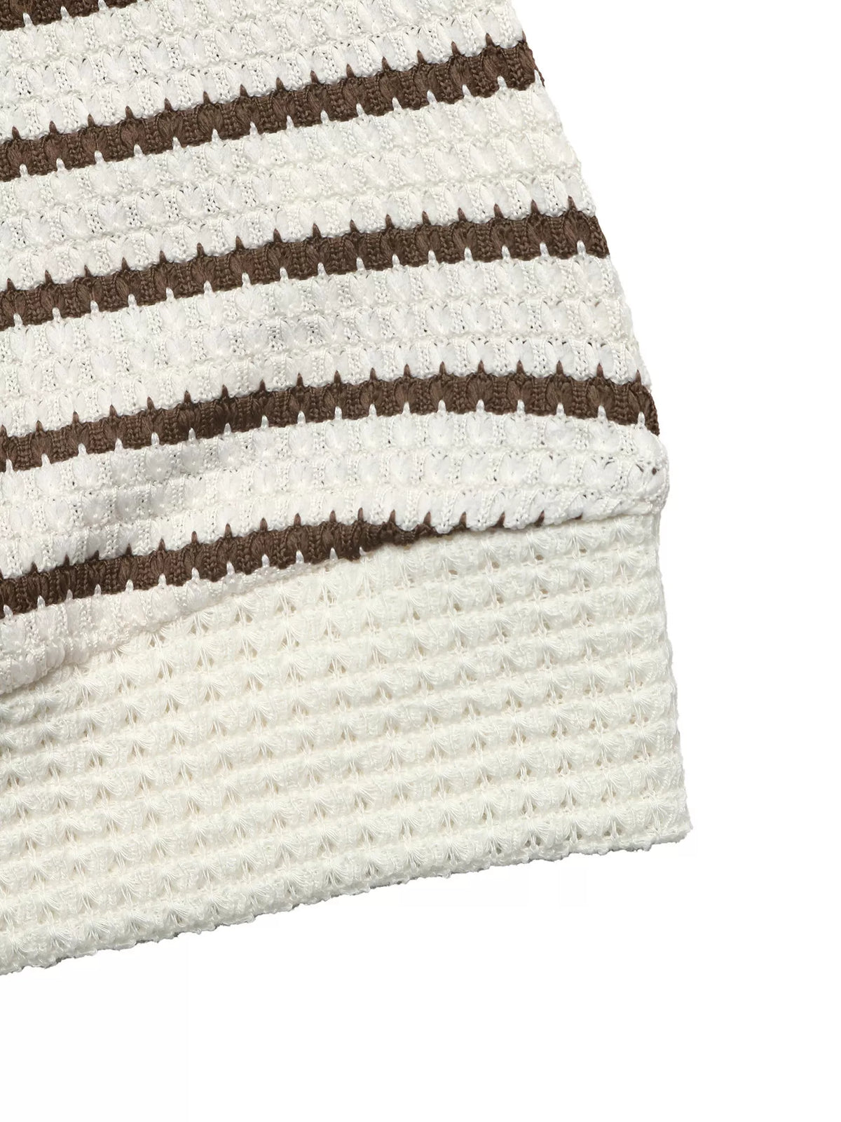 Trendsi Striped Polo Collar Knit Sweatshirt -