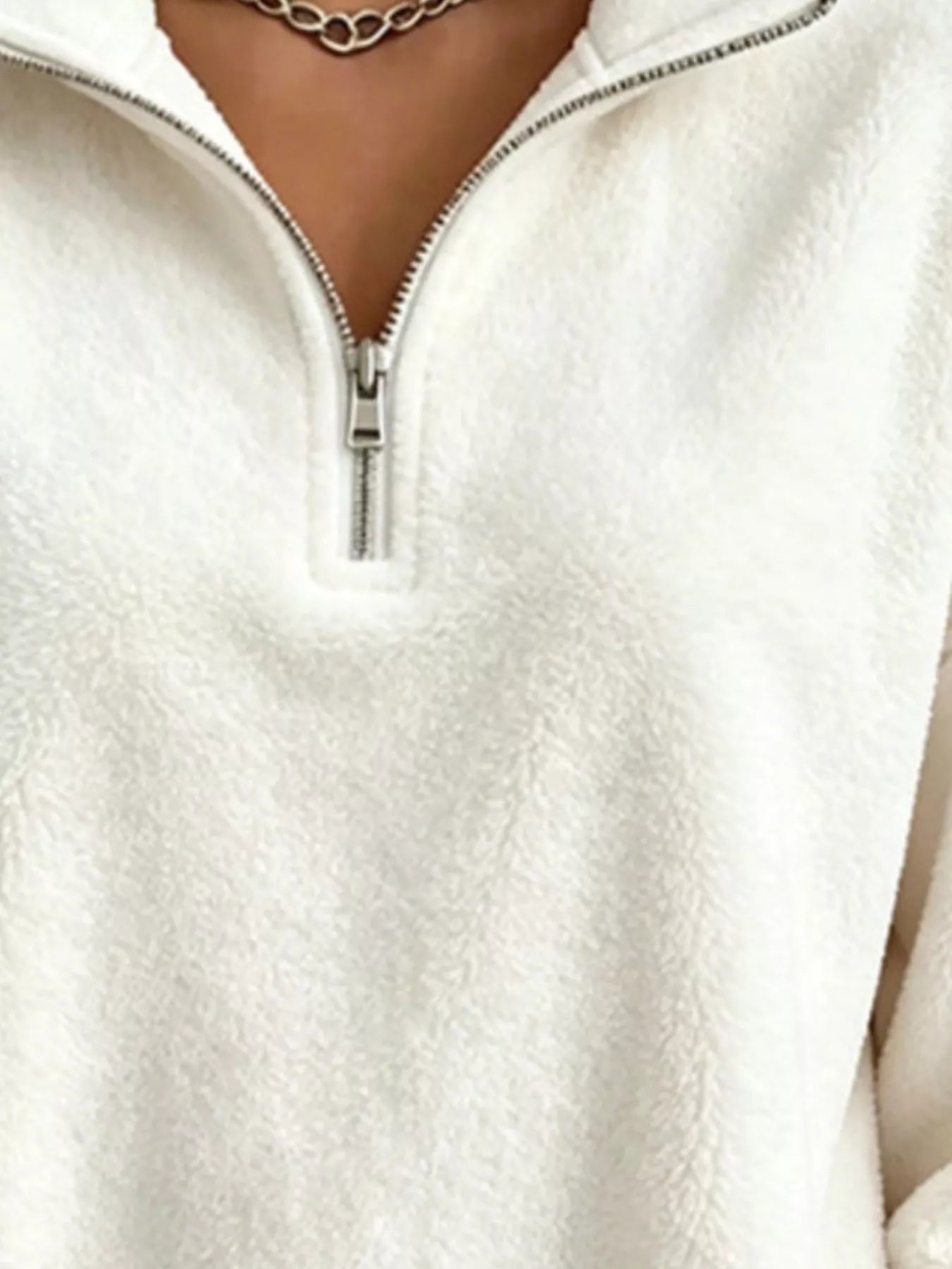 Trendsi Full Size Quarter-Zip Fleece Sweatshirt Plus Size -