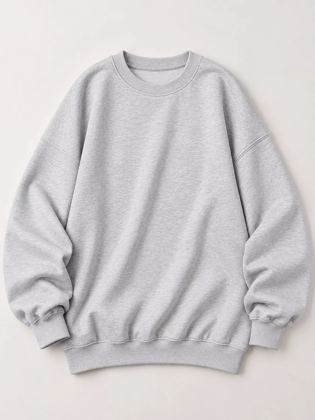 Ribbed Trim Crew Neck Sweatshirt in gray, front view
