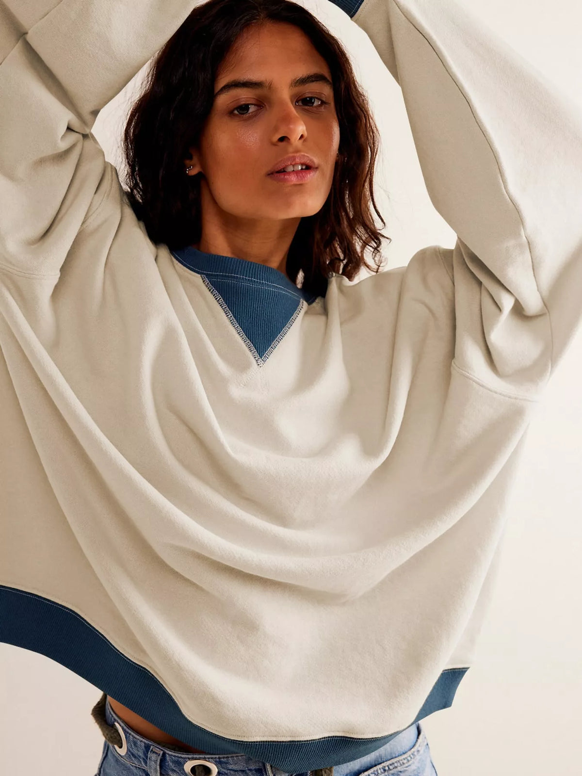 Apricot dropped shoulder long sleeve sweatshirt