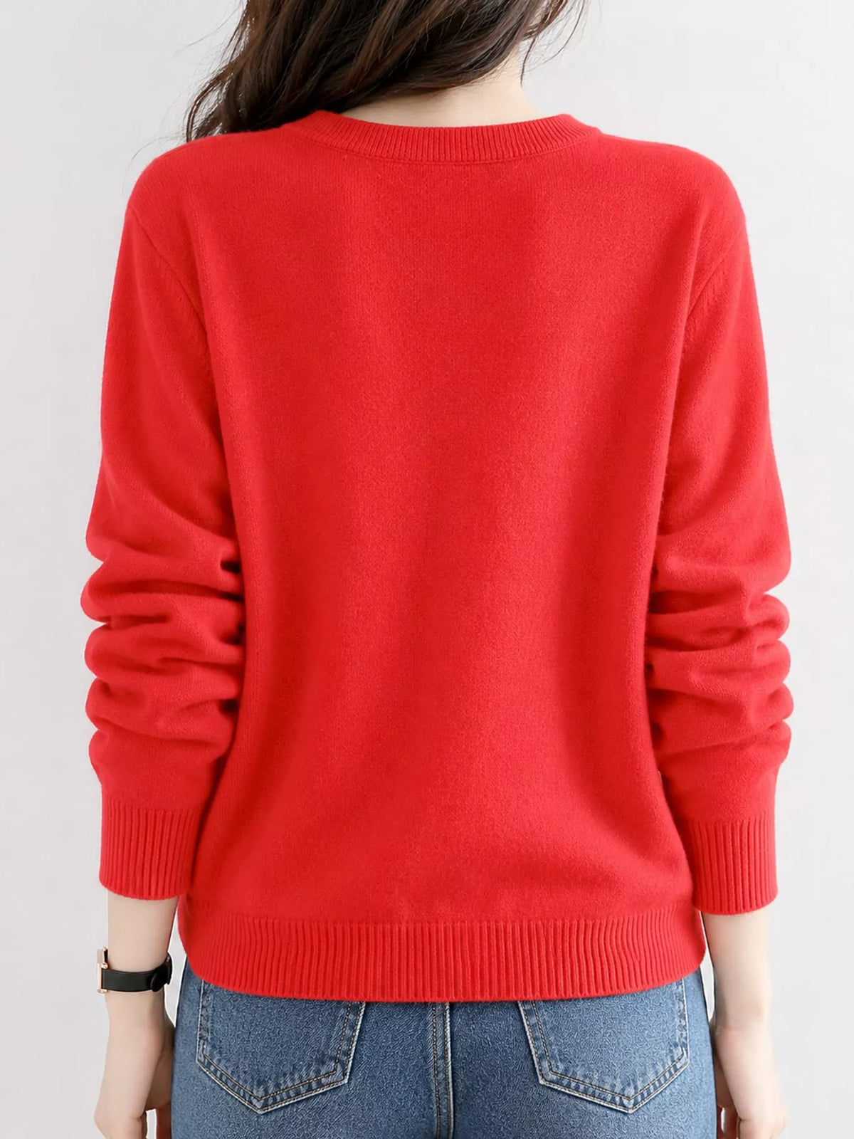 Button-down cardigan, red back
