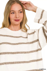 Trendsi Zenana Wool Blend Striped Sweater - Shirts