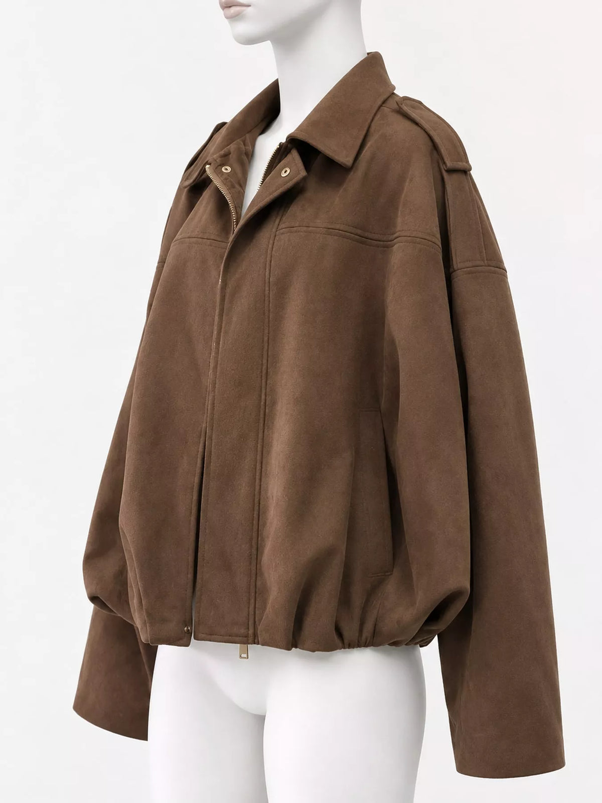 Cropped zip jacket, camel mannequin side