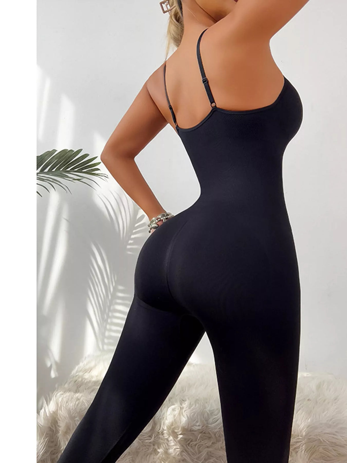 Spaghetti-strap jumpsuit, back view
