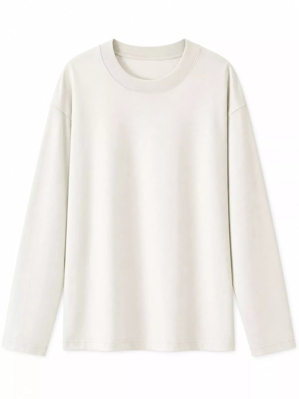 Solid Long-Sleeve Crew Neck T-Shirt — garment front