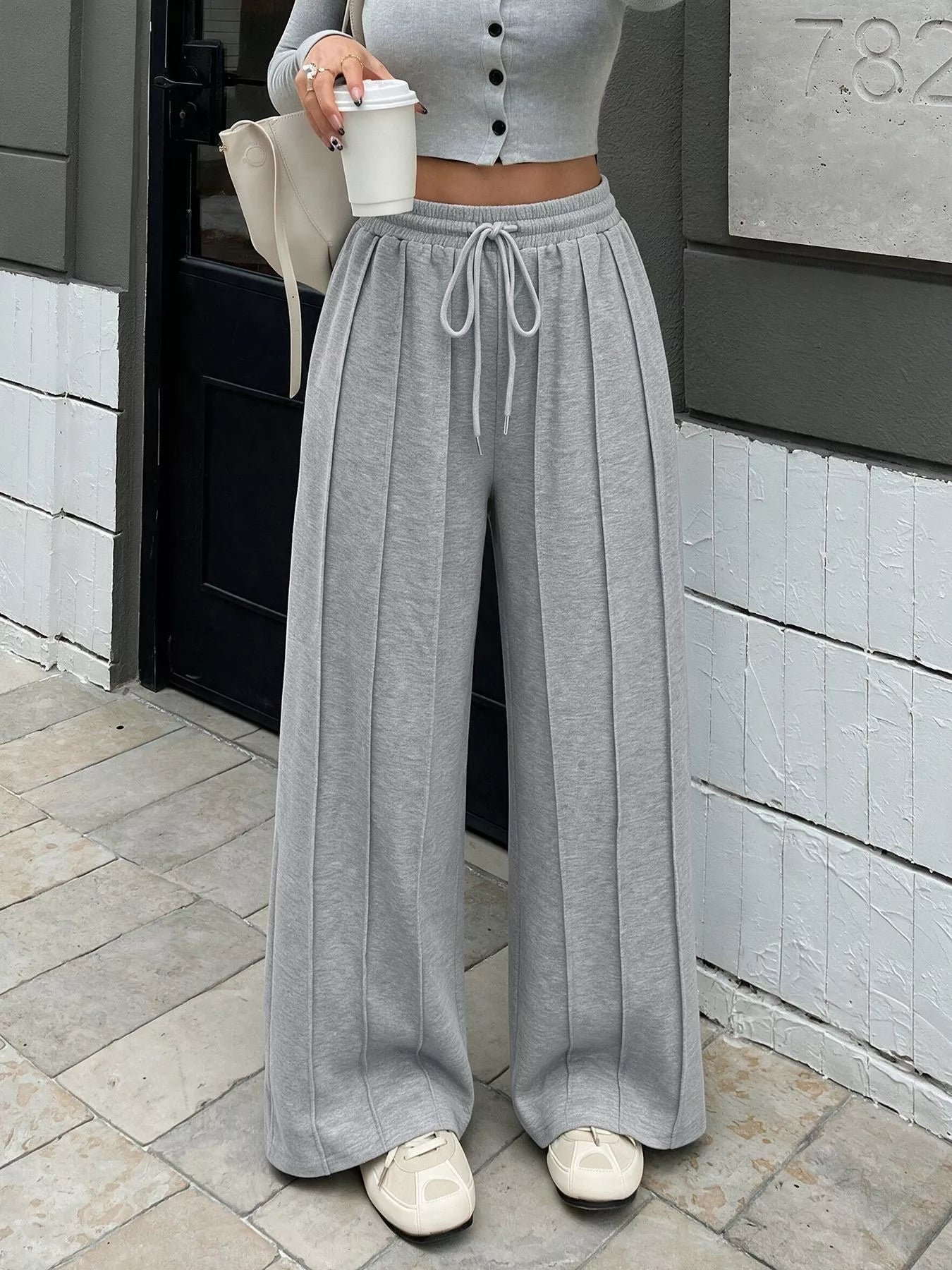 Trendsi Drawstring Wide-Leg Sweatpants -