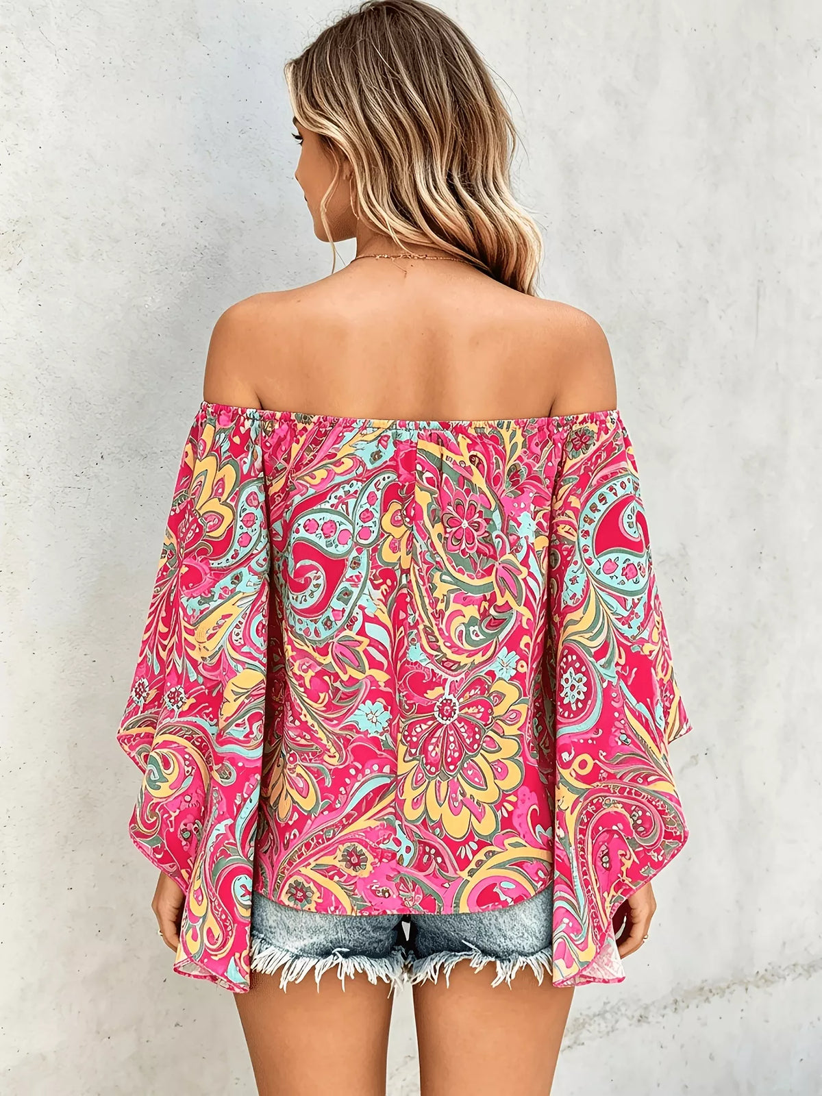 Trendsi Printed Off Shoulder Blouse -