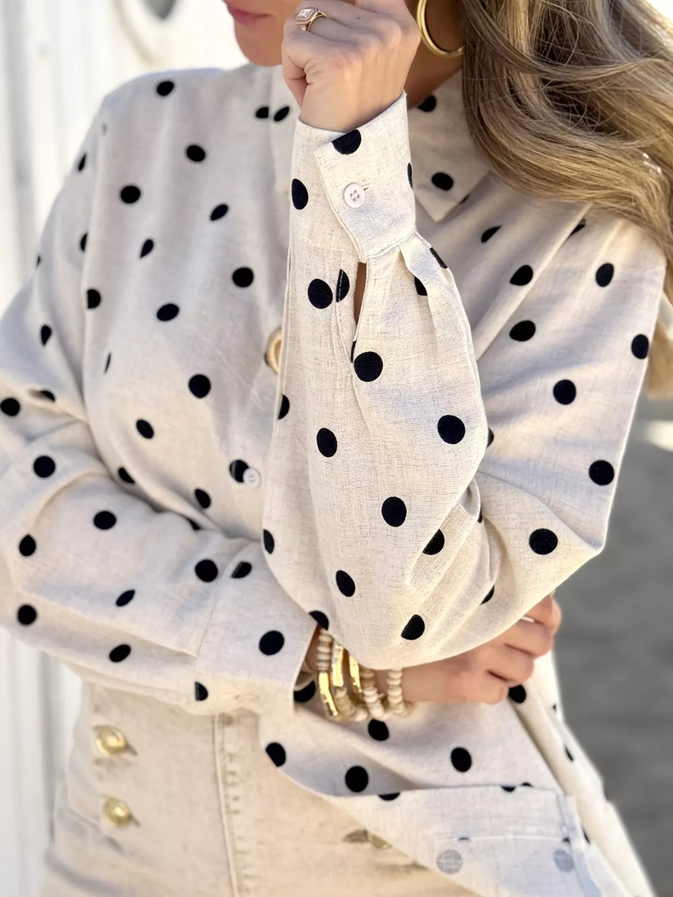 Trendsi Polka Dot Button Up Shirt -