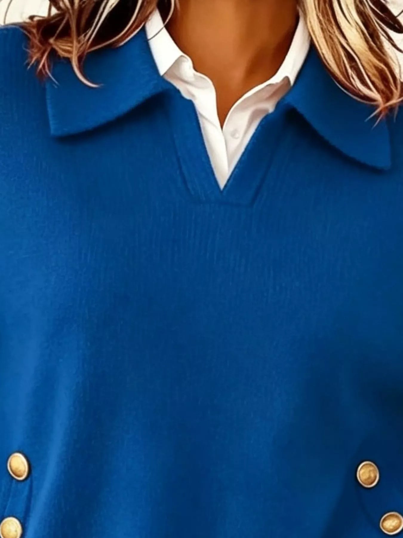 Trendsi Chic Collared Decor-Button Sweater -