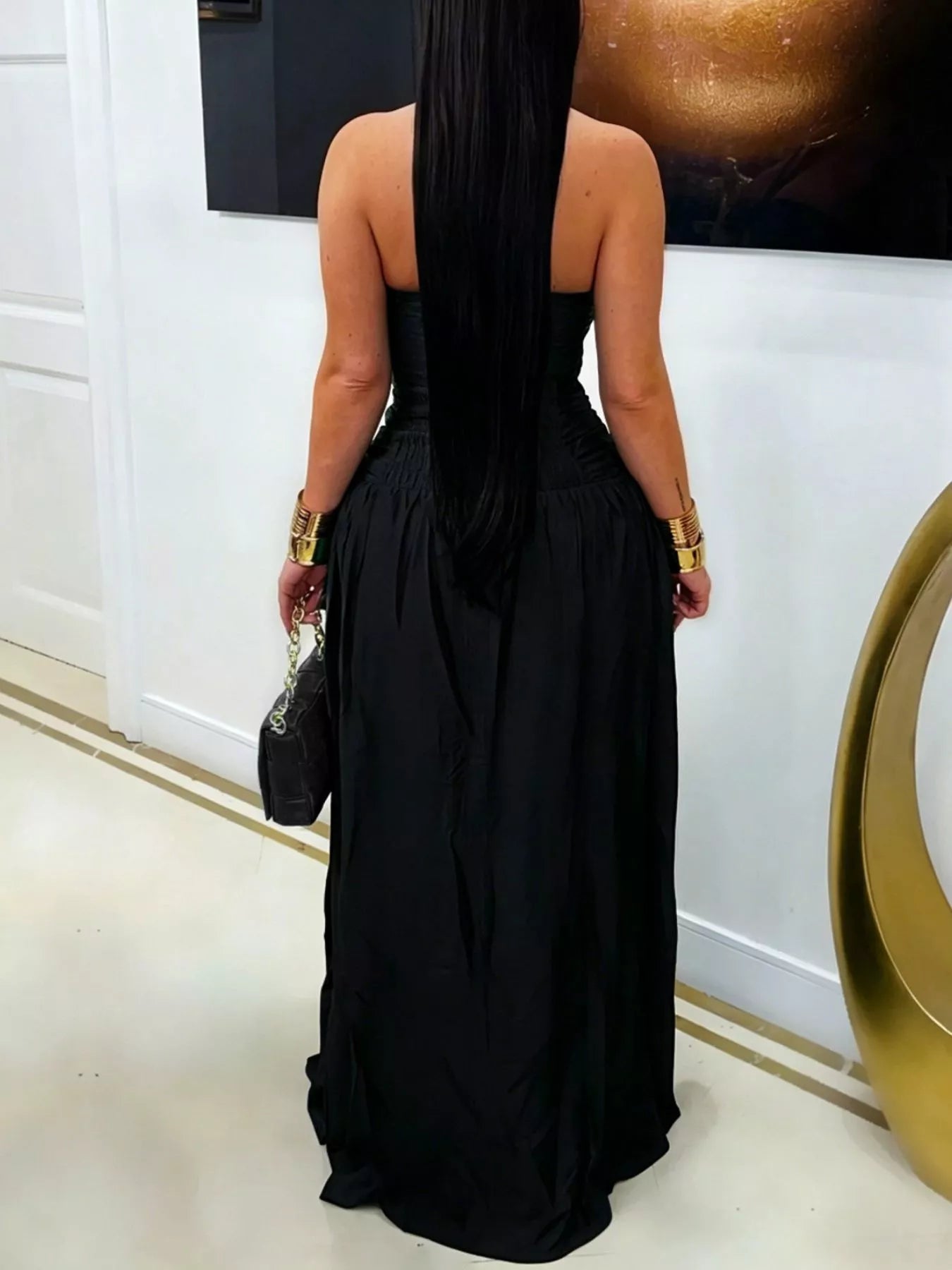 Trendsi Halter Neck Cut-Out Maxi Dress with Front Slit -