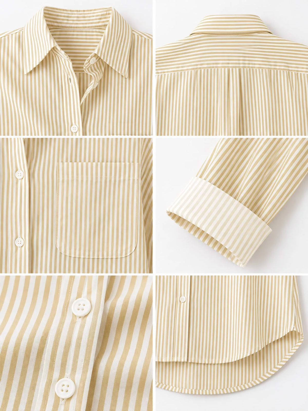 Striped long shirt, yellow detail collage
