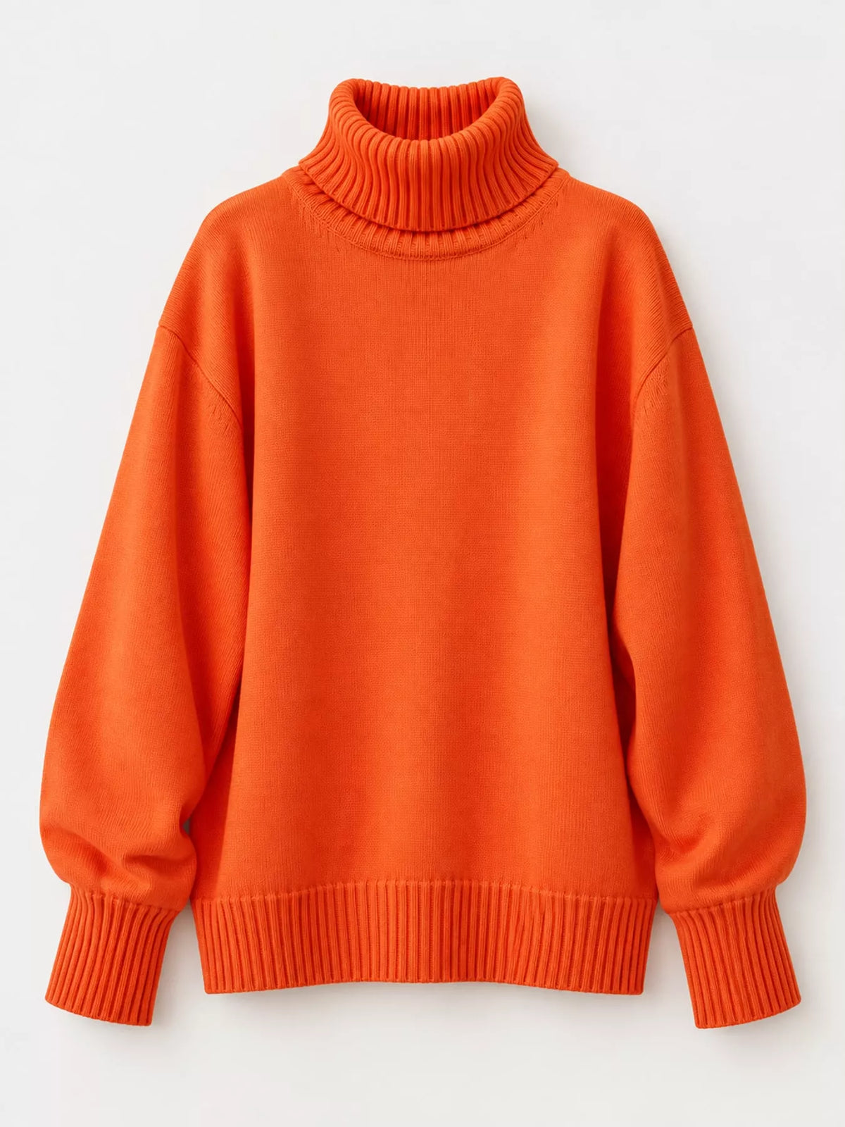 Oversized Turtleneck Drop Shoulder Sweater — garment front