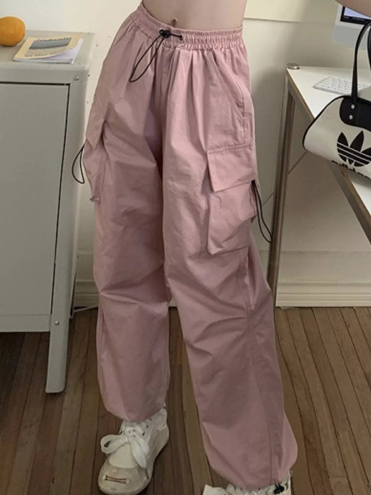 Blush drawstring cargo pants