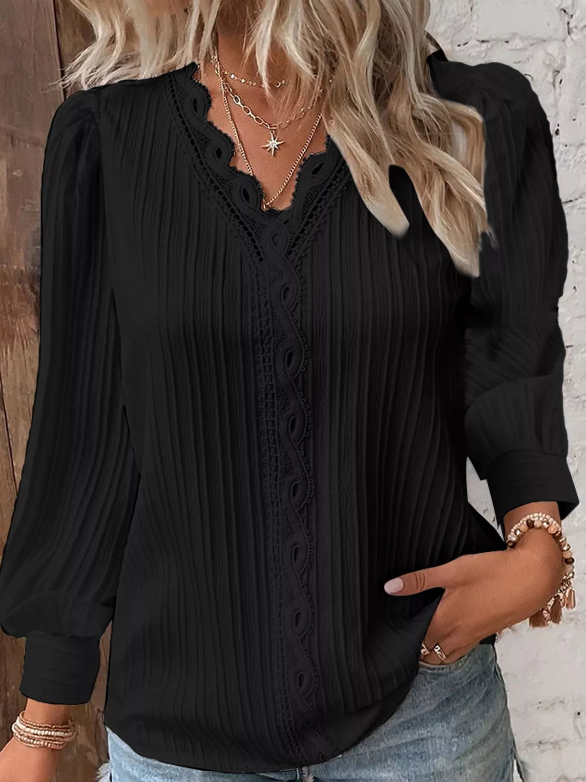 Black long-sleeve blouse