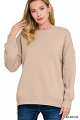 Trendsi Zenana Full Size Fleece Hi-low Boyfriend Sweatshirts with Pockets Plus Size -