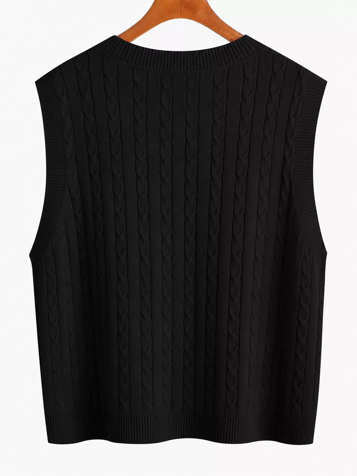 Cable-knit sweater vest, black back