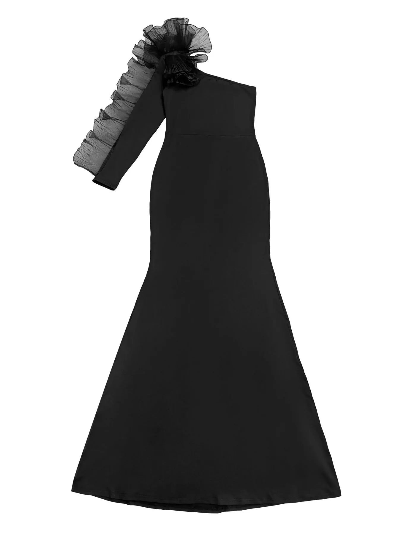 Trendsi One-Shoulder Ruffled Mermaid Evening Maxi Dress -