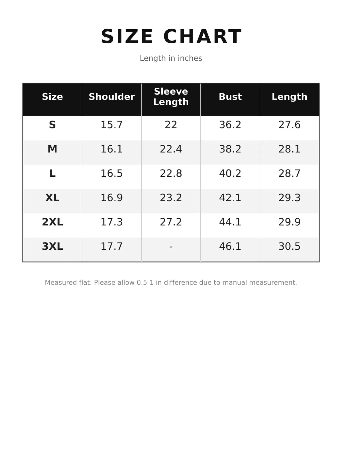 Size chart for denim trim ribbed knit cardigan