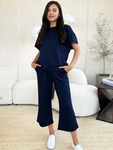 Trendsi Double Take Full Size Texture Short Sleeve Top and Pants Set -