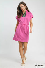 Trendsi Umgee Dolman Sleeve Zip Detail Dress -